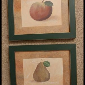 Framed apple and pear pictures